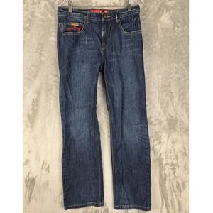 LRG Jeans Ill Denim Kids‎ Girls Blue Wash Bootcut Jeans Size 16 Red Stitching